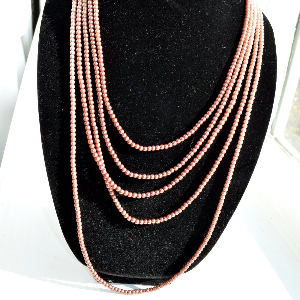 Ombre Pink Multi strand Necklace 15.5"